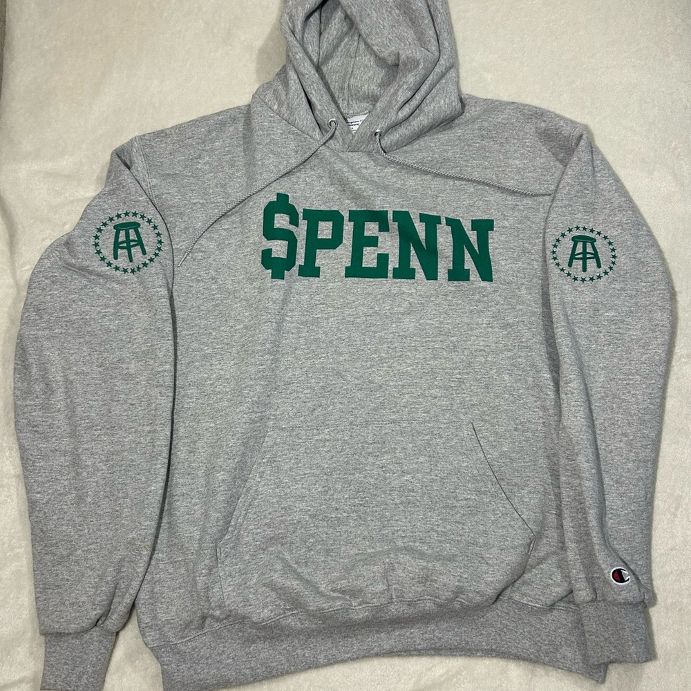 BARSTOOL SPORTS Hoodie Mens Medium Gray $PENN Champion Eco Sweater Sweatshirt
